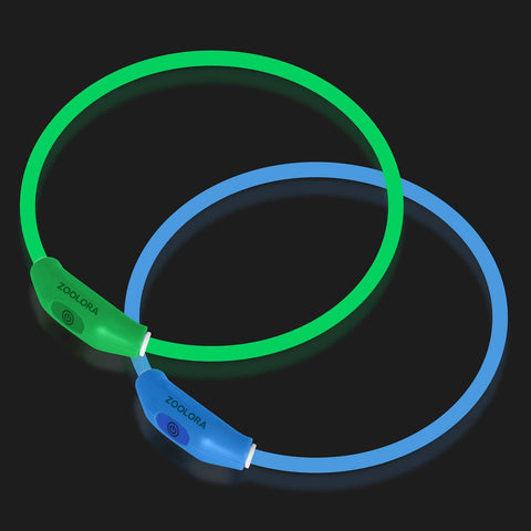 Zoolora 2-Pack LED Dog Collar Lights (Green & Blue)