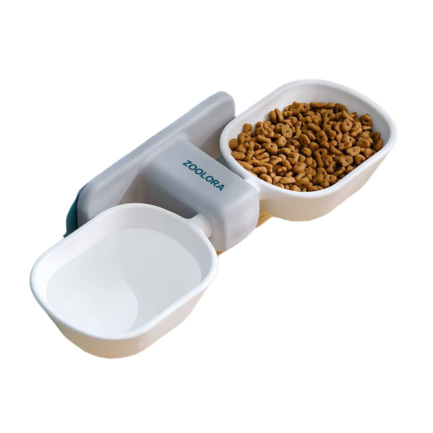 Zoolora Wall Mounted Cat Food and Water Bowls Set (White)