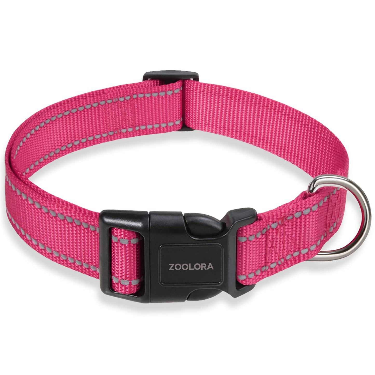 Zoolora Reflective Dog Collar with Buckle (Pink, Small)