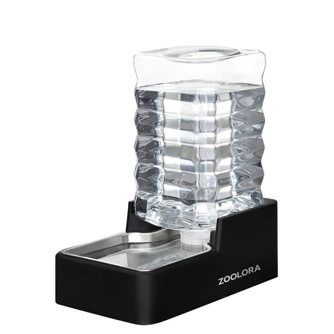 Zoolora 7.5L Stainless Steel Automatic Gravity Water Feeder (Black)
