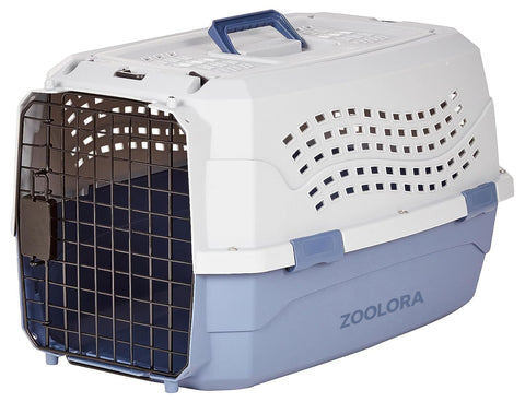 Zoolora 2-Door Top-Load Hard-Sided Pet Travel Carrier (Gray & Blue)