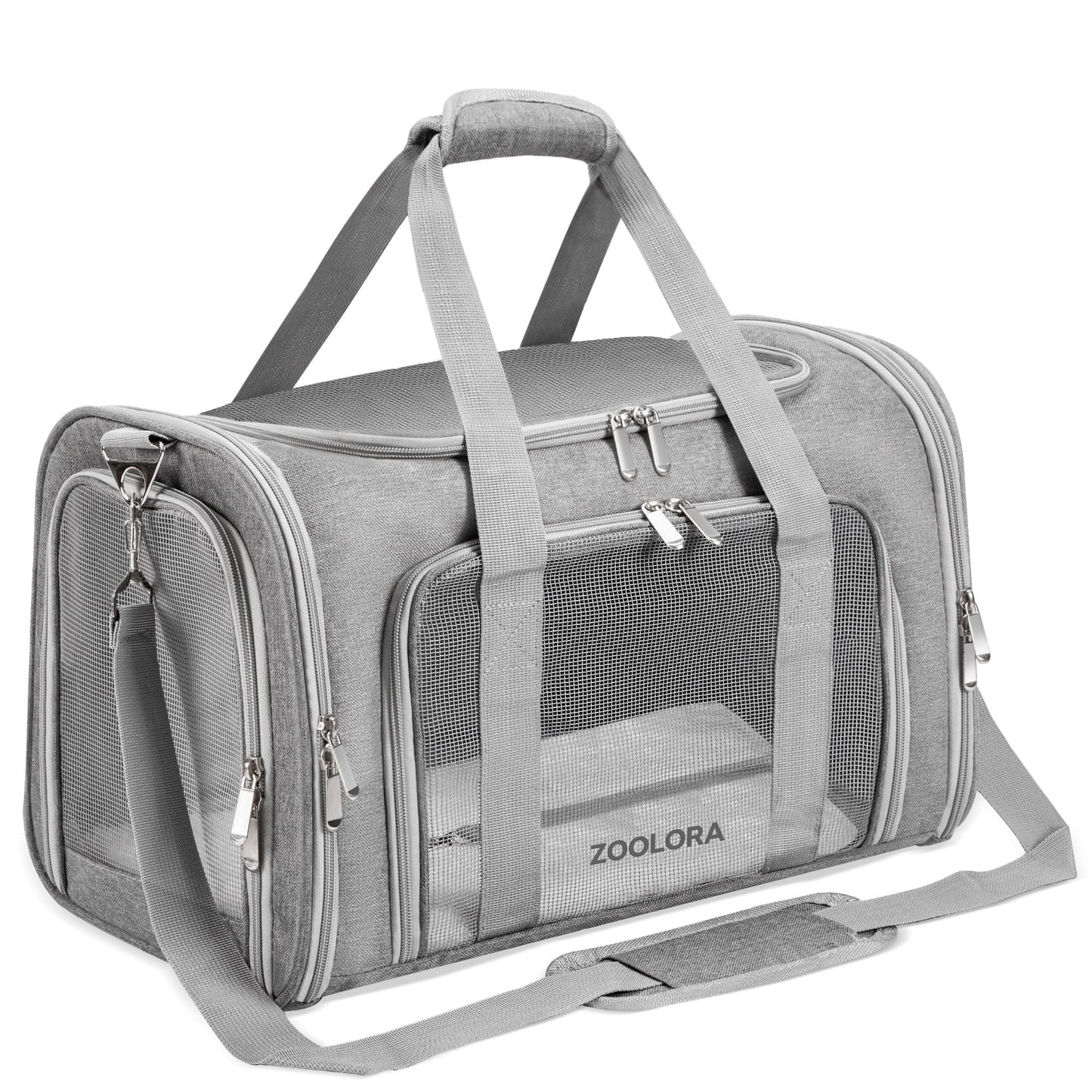 Zoolora TSA Airline Approved Collapsible Soft-Sided Pet Carrier (Gray)