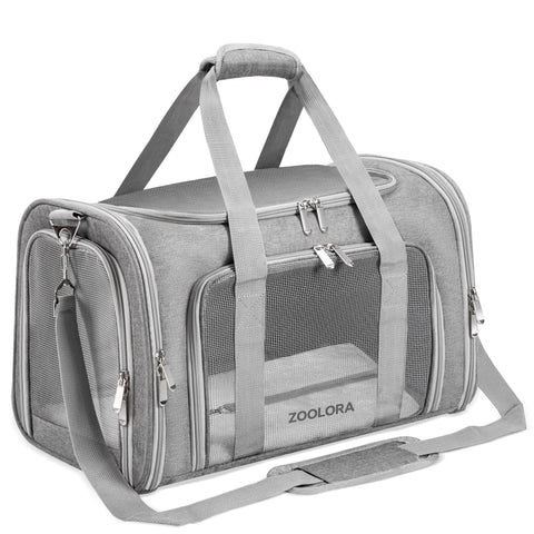 Zoolora TSA Airline Approved Collapsible Soft-Sided Pet Carrier (Gray)