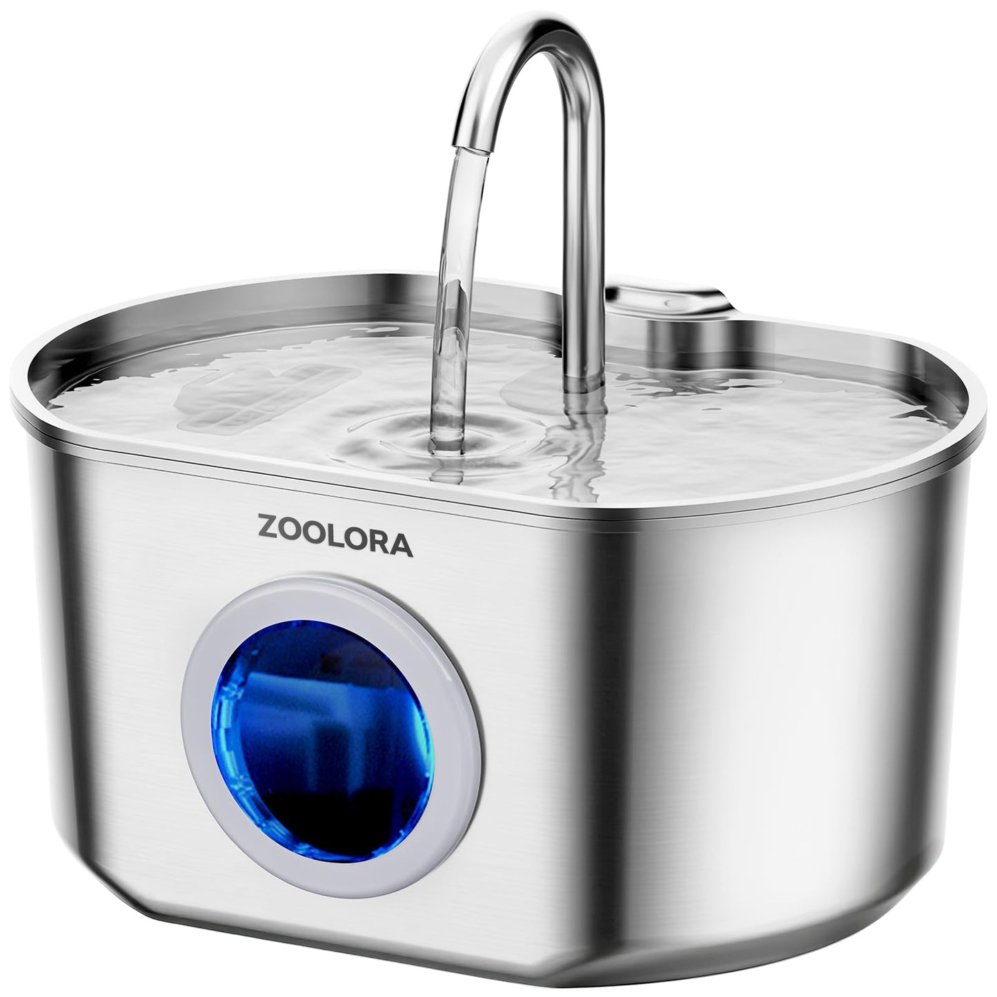 Zoolora Stainless Steel Cat Water Fountain (74oz/2.2L)