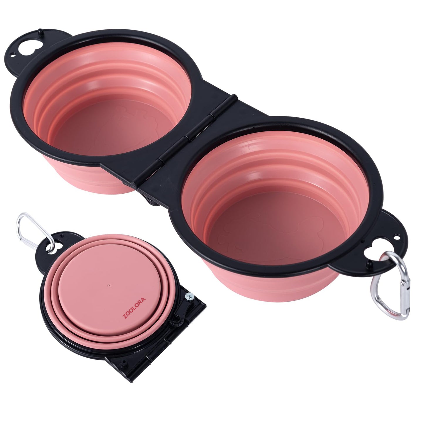 Zoolora Collapsible Dog Dual Bowls (Light Pink)