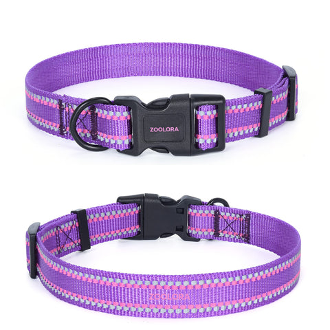 Zoolora Mile High Reflective Dog Collar (Purple, XS Neck 9-13)