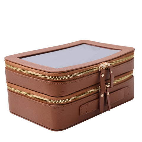 Zoolora Clear Travel Toiletry Case & Makeup Bag (Brown)